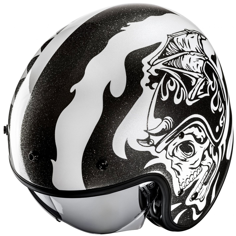 Avatud mootorratta kiiver HJC V31 Flame MC5 must ja valge