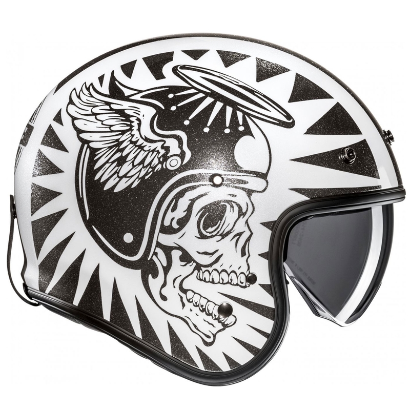 Avatud mootorratta kiiver HJC V31 Flame MC5 must ja valge