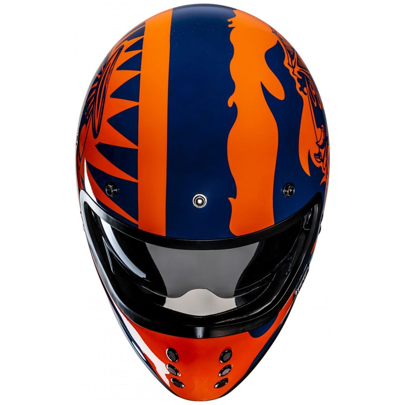 Integreeritud mootorratta kiiver HJC V60 Flame MC27 oranž-sinine