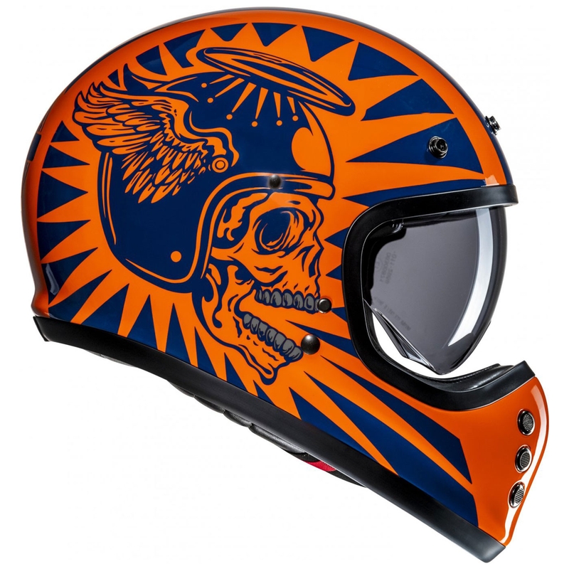Integreeritud mootorratta kiiver HJC V60 Flame MC27 oranž-sinine