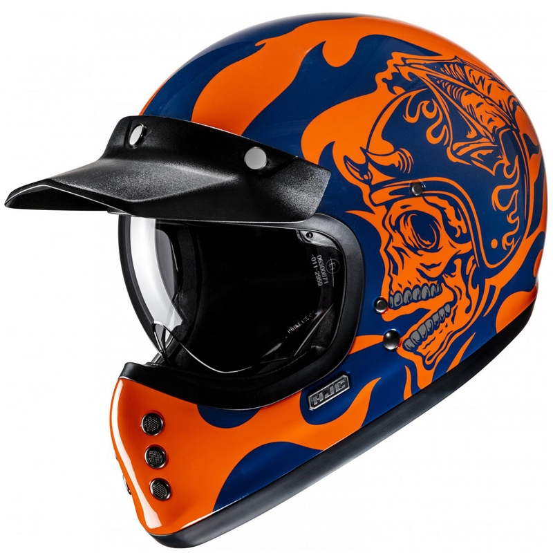 Integreeritud mootorratta kiiver HJC V60 Flame MC27 oranž-sinine