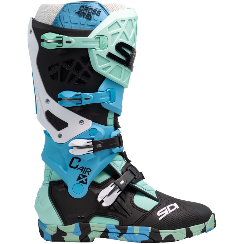 SiDi Crossair X mustad ja türkiissinised mootorratta saapad