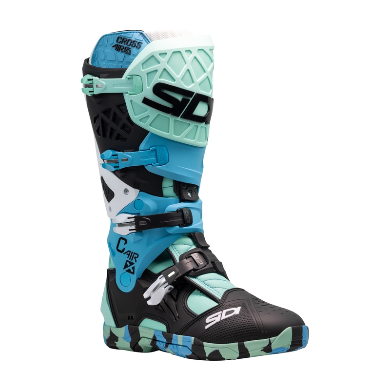 SiDi Crossair X mustad ja türkiissinised mootorratta saapad