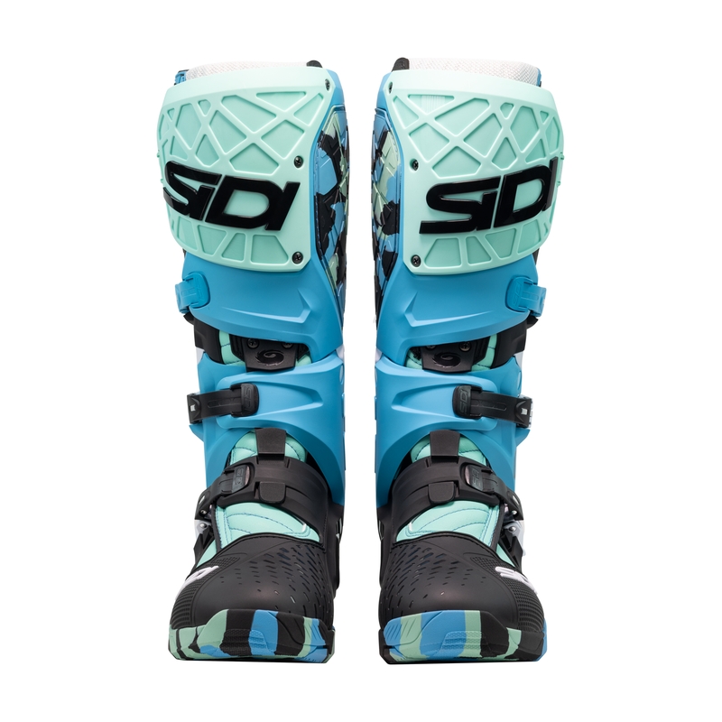 SiDi Crossair X mustad ja türkiissinised mootorratta saapad