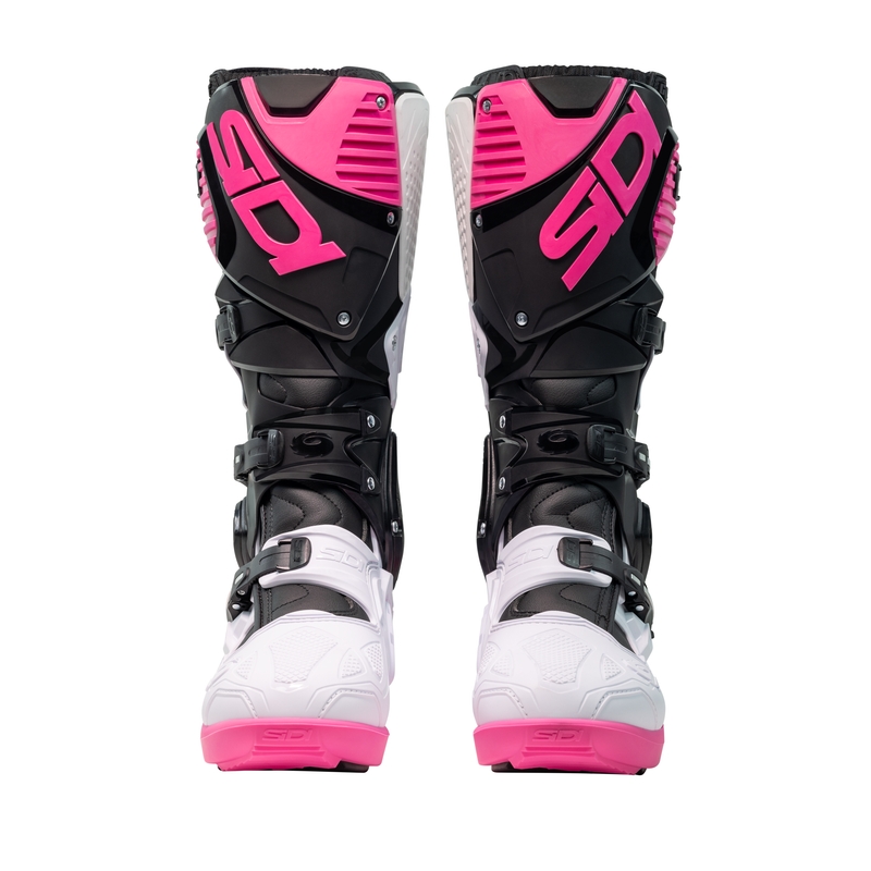 SiDi Crossfire 3 SRS mustad, valged ja roosad mootorratta saapad