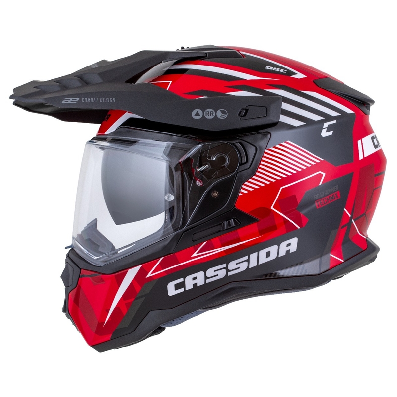 Cassida Road Runner TechniX Enduro kiiver Punane-must-valge-hall