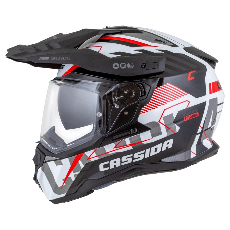 Enduro kiiver Cassida Road Runner TechniX valge-must-punane-hall