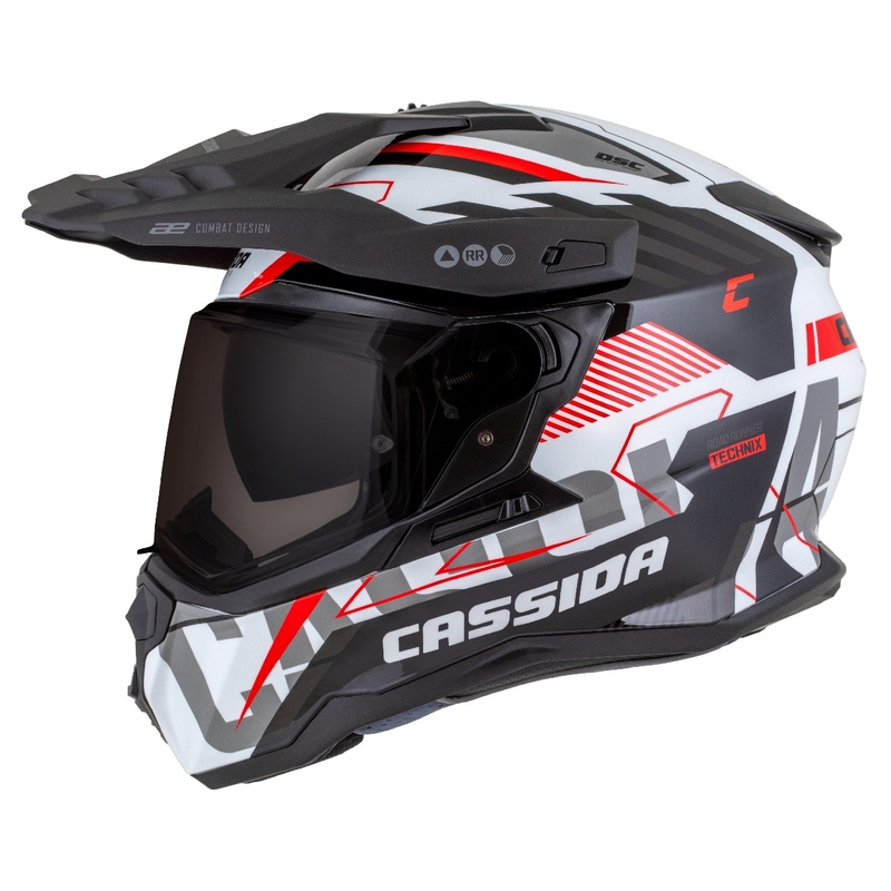 Enduro kiiver Cassida Road Runner TechniX valge-must-punane-hall