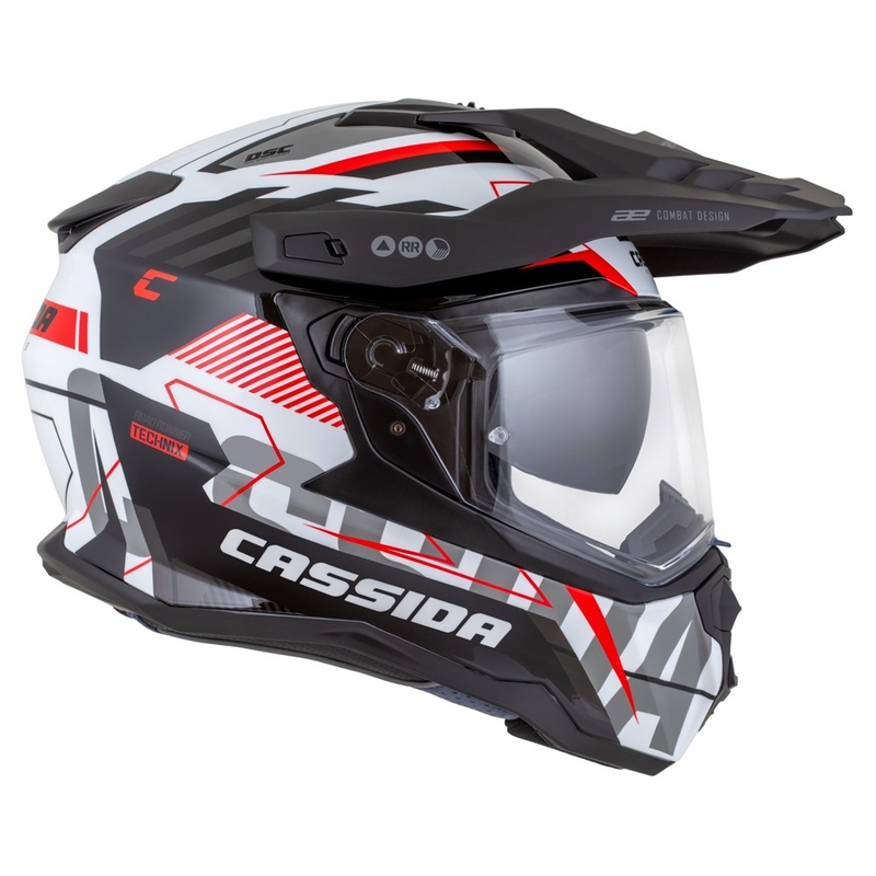 Enduro kiiver Cassida Road Runner TechniX valge-must-punane-hall