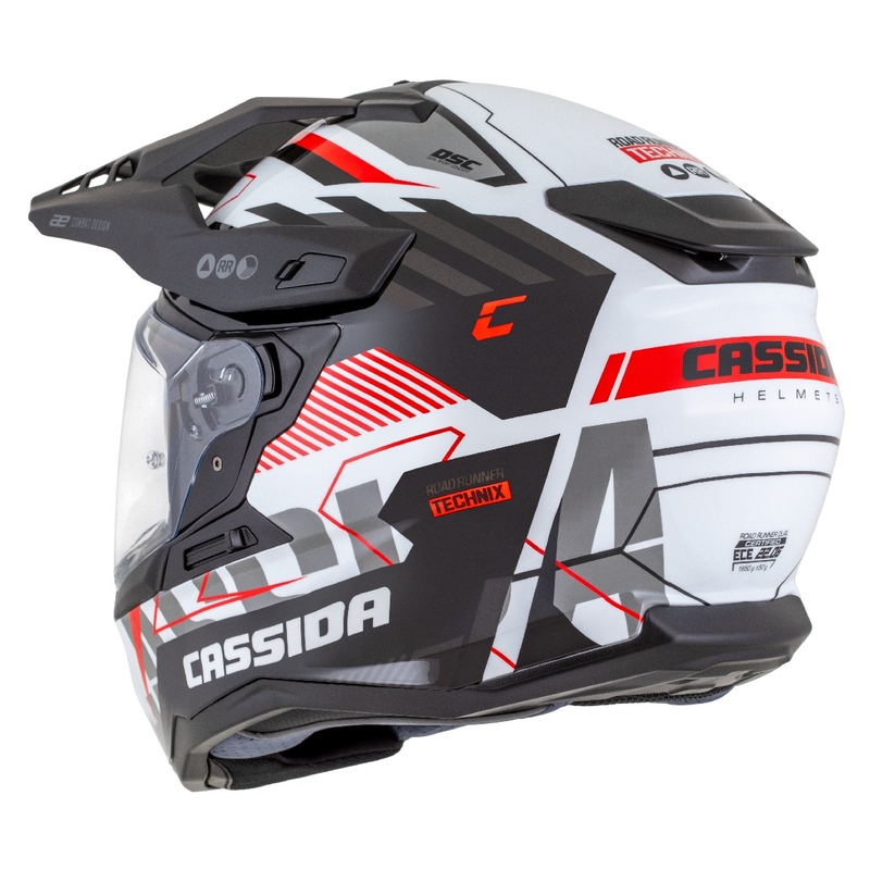 Enduro kiiver Cassida Road Runner TechniX valge-must-punane-hall