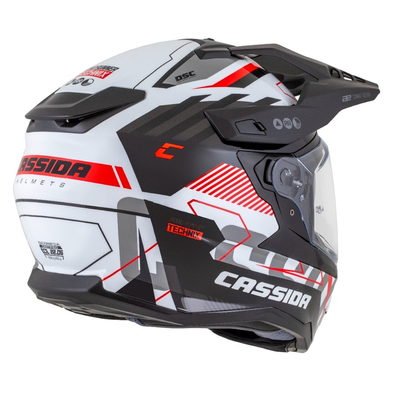 Enduro kiiver Cassida Road Runner TechniX valge-must-punane-hall