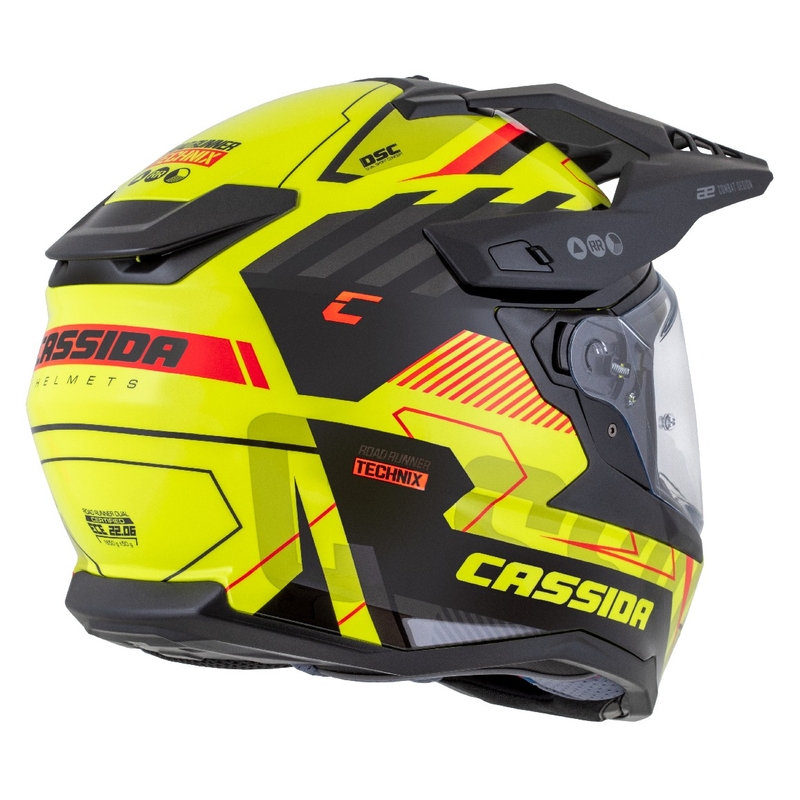 Enduro kiiver Cassida Road Runner TechniX fluo kollane-must-oranž-hall
