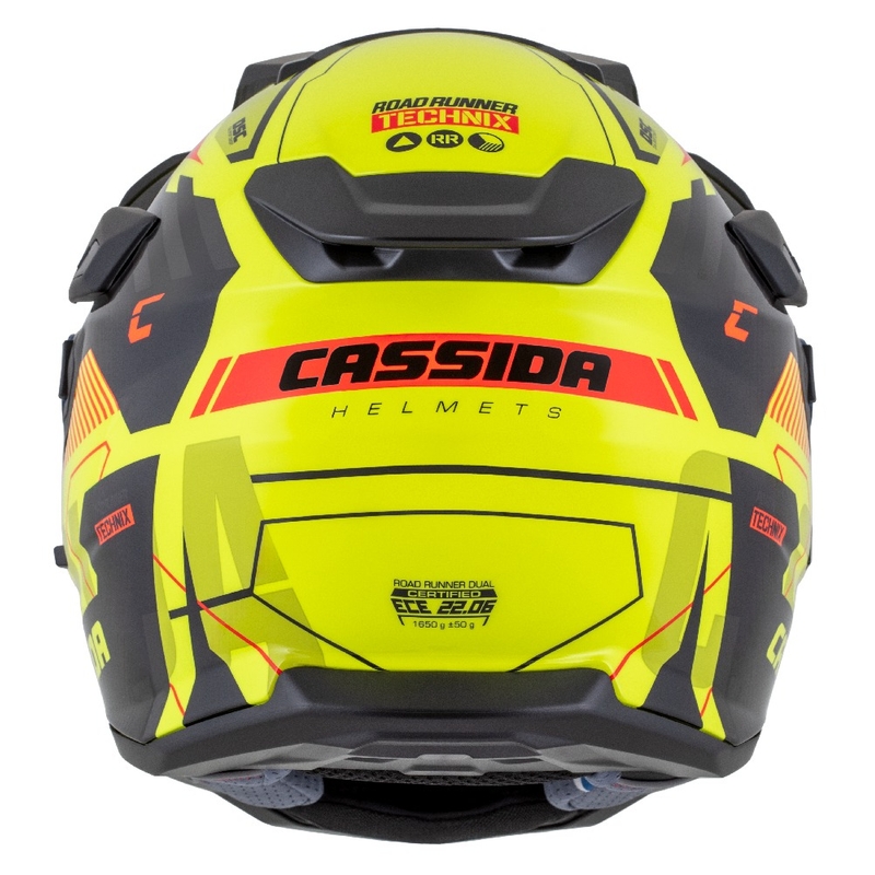 Enduro kiiver Cassida Road Runner TechniX fluo kollane-must-oranž-hall