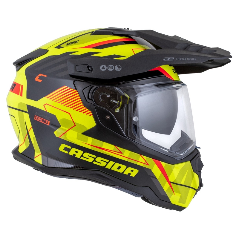 Enduro kiiver Cassida Road Runner TechniX fluo kollane-must-oranž-hall