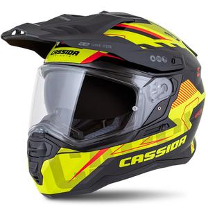 Enduro kiiver Cassida Road Runner TechniX fluo kollane-must-oranž-hall