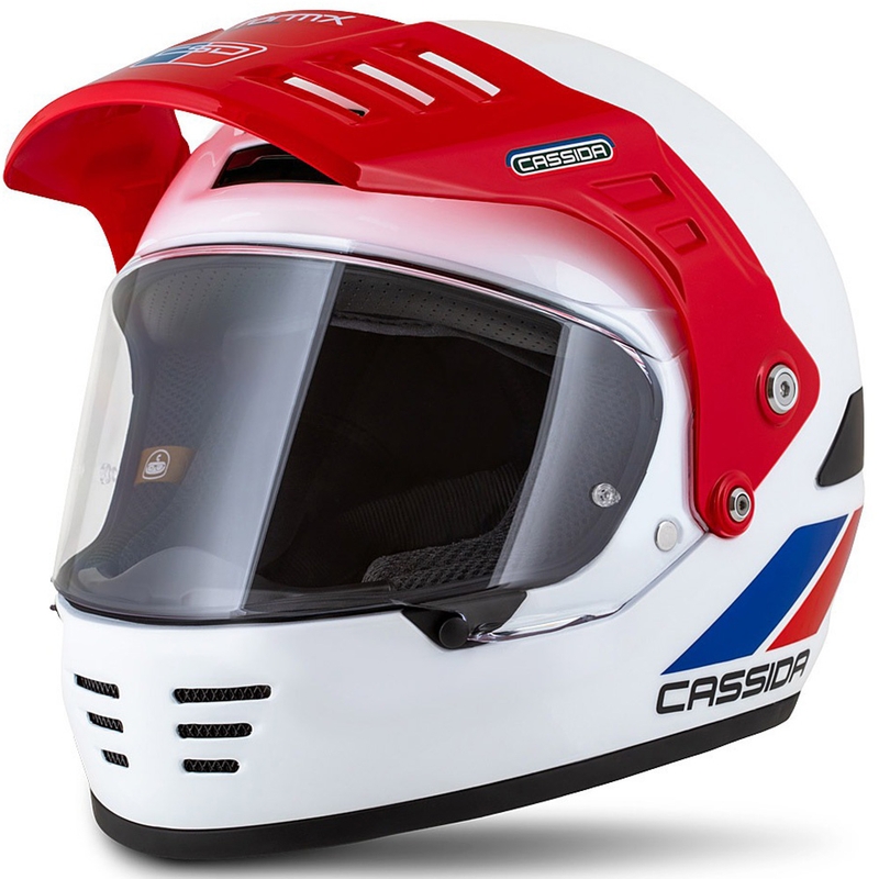 Enduro kiiver Cassida FormX FlatOut valge-sinine-punane kiiver