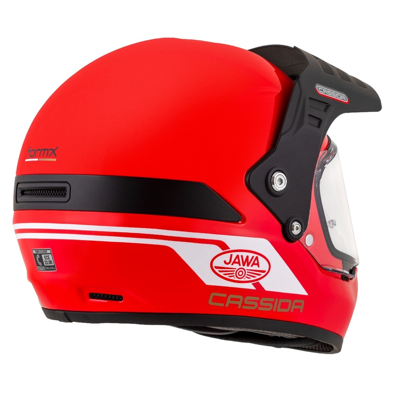 Enduro kiiver Cassida FormX Jawa RotaX punane-valge-kuldne