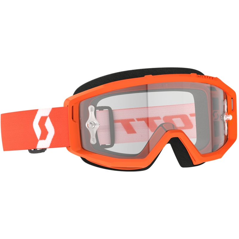 Motokrossiprillid SCOTT Primal Clear oranž ja valge läbipaistva pleksiga