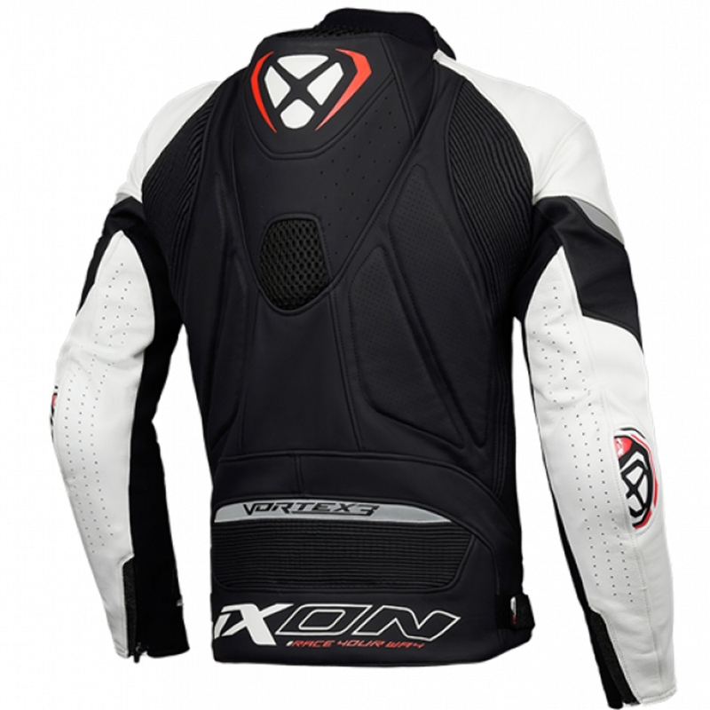 IXON Vortex 3 must-valge nahast mootorratta jakk