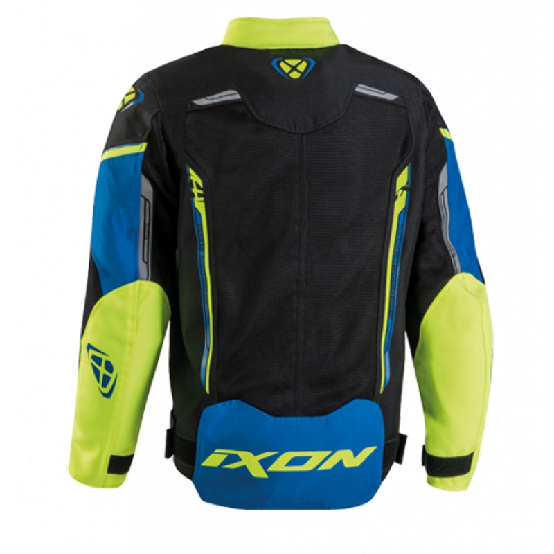 Laste mootorratta jope IXON Striker Air Must-sinine-kollane
