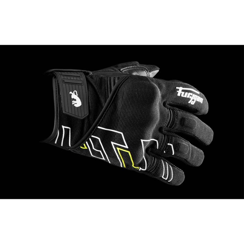 Mootorrattakindad Furygan Jet Neon D3O must-valge-fluo kollane