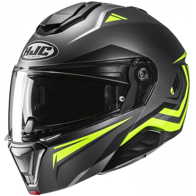 Flip-up mootorratta kiiver HJC i91 Tricus MC3HSF must-fluo kollane