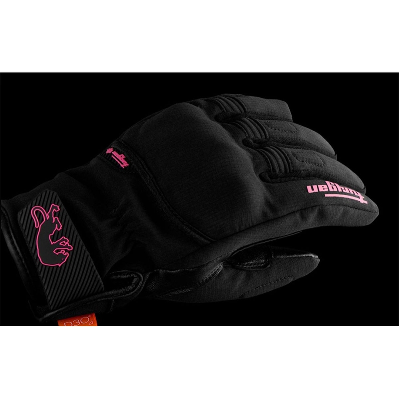 Naiste Furygan Jet Lady All Season D3O® Evo mustad ja roosad mootorratta kindad