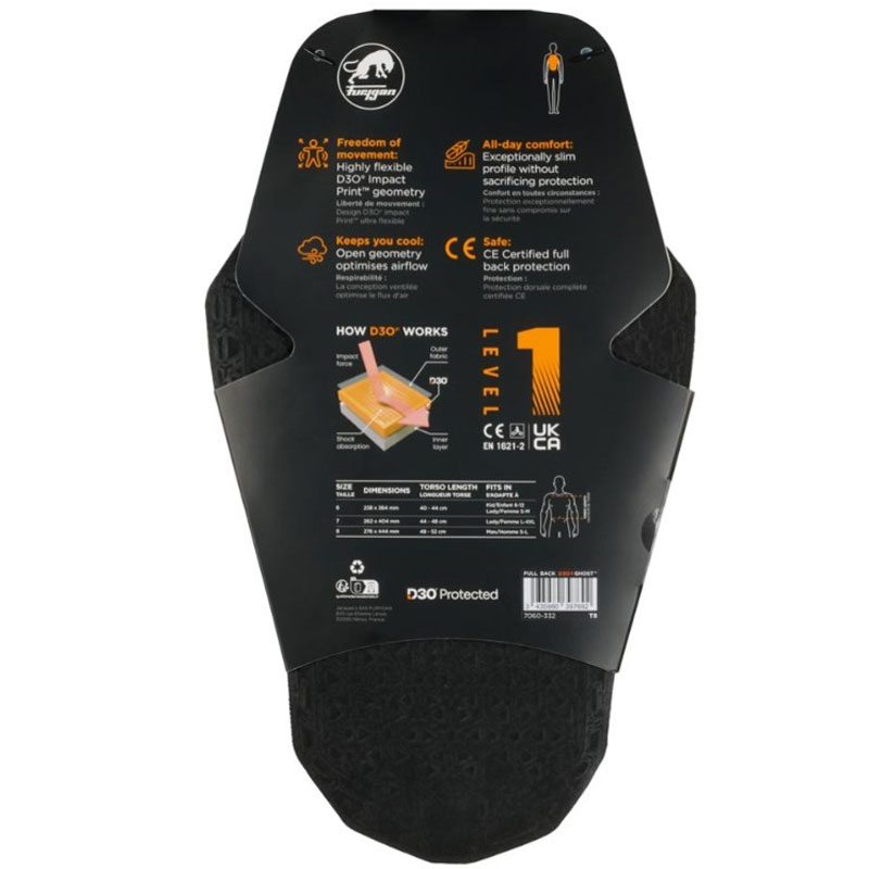 Furygan Full Back Fury D3O® Ghost™ Level 1 seljakaitsja
