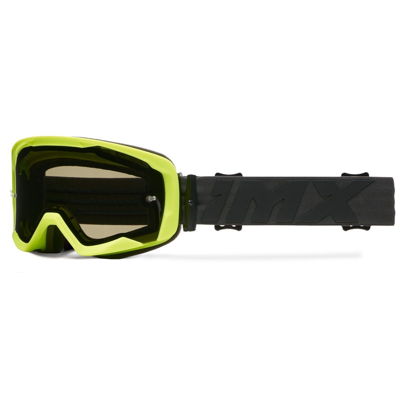 iMX Endurance Flip fluo kollane-mustad mootorrattaprillid läbipaistva plexiga
