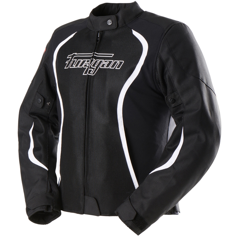 Naiste Furygan Odessa Vented 3-in-1 must-valge mootorratta jakk