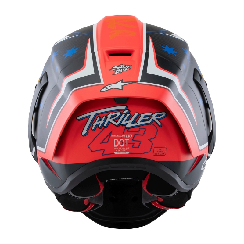 Alpinestars Supertech R10 Limited Edition Jack Miller matt süsiniku punane-sinine-kollane-valge integreeritud mootorratta kiiver