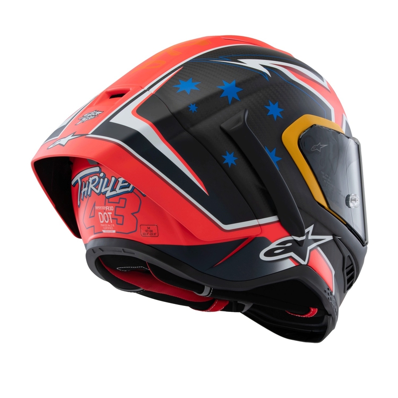 Alpinestars Supertech R10 Limited Edition Jack Miller matt süsiniku punane-sinine-kollane-valge integreeritud mootorratta kiiver
