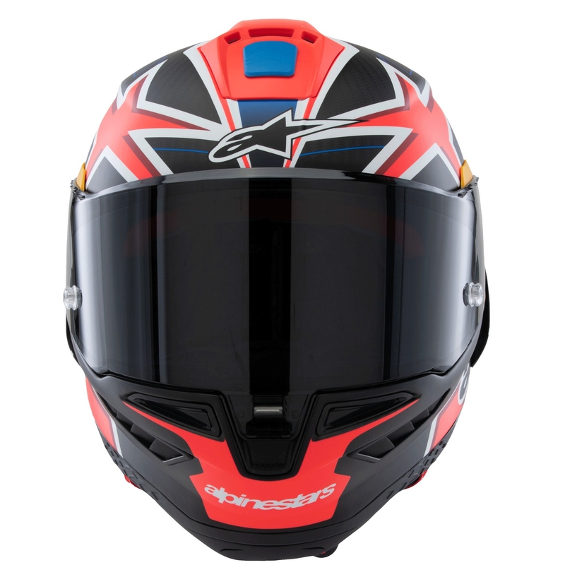 Alpinestars Supertech R10 Limited Edition Jack Miller matt süsiniku punane-sinine-kollane-valge integreeritud mootorratta kiiver