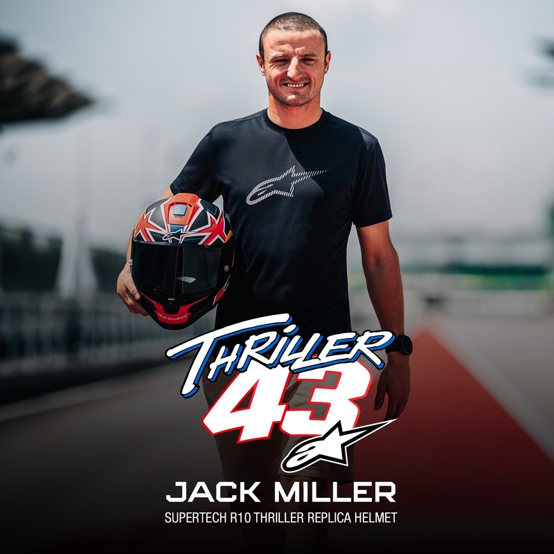 Alpinestars Supertech R10 Limited Edition Jack Miller matt süsiniku punane-sinine-kollane-valge integreeritud mootorratta kiiver