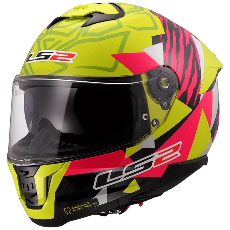 LS2 FF808 Stream II Tiger fluo kollane-roosa integraalne mootorratta kiiver