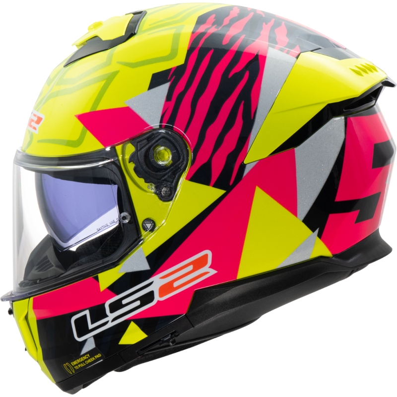 LS2 FF808 Stream II Tiger fluo kollane-roosa integraalne mootorratta kiiver
