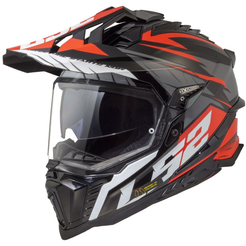 Enduro mootorratta kiiver LS2 MX701 Explorer Spire must-hall-punane
