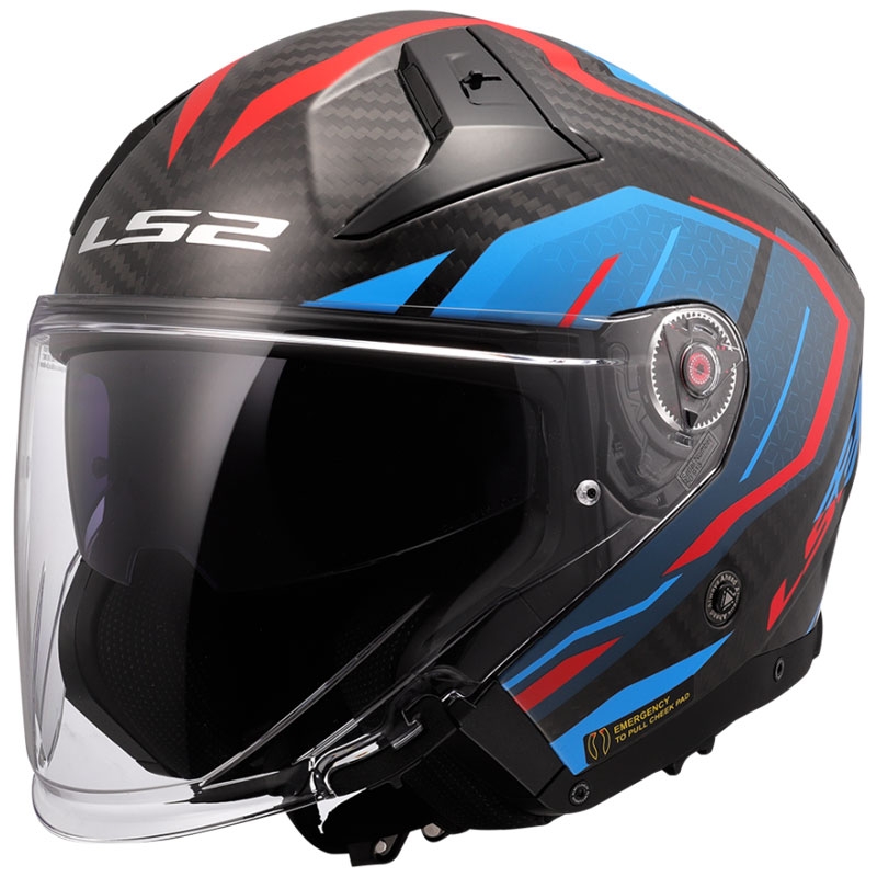 Avatud mootorratta kiiver LS2 OF603 Infinity II C Urus sinipunane