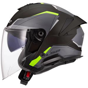 Avatud mootorratta kiiver LS2 OF618 Verso II Air must-fluo kollane