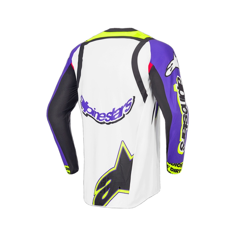 Alpinestars Supertech SX Limited Edition Dirt Studios valge-lilla-roosa-roosakas-fluo kollane motokrossitrikoo