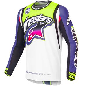 Alpinestars Supertech SX Limited Edition Dirt Studios valge-lilla-roosa-roosakas-fluo kollane motokrossitrikoo