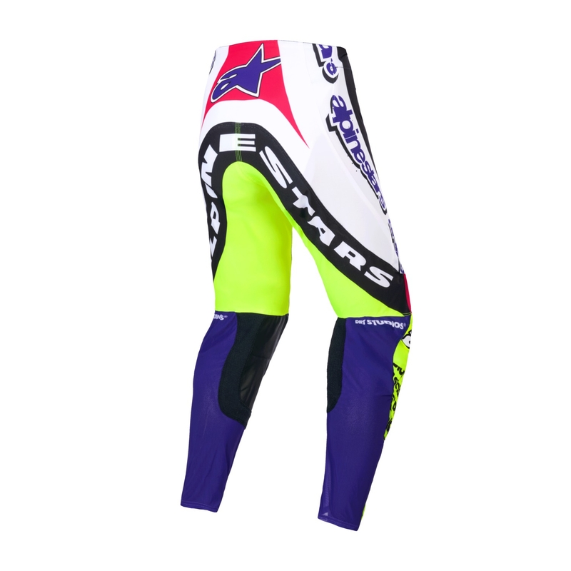 Alpinestars Supertech Limited Edition Dirt Studios motokrossipüksid valge-lilla-roosa-roosa-fluo kollane