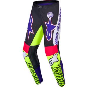 Alpinestars Supertech Limited Edition Dirt Studios motokrossipüksid valge-lilla-roosa-roosa-fluo kollane