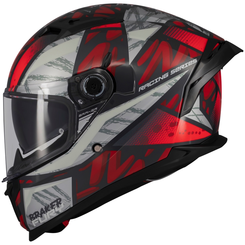 MT Braker SV Fury integreeritud mootorratta kiiver must-hall-punane