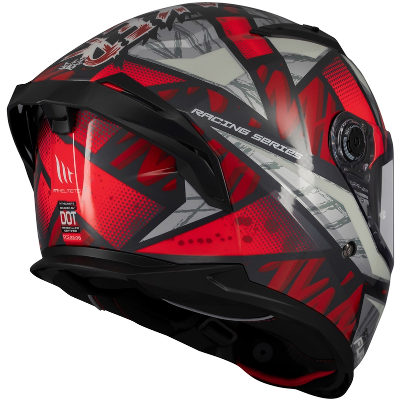 MT Braker SV Fury integreeritud mootorratta kiiver must-hall-punane