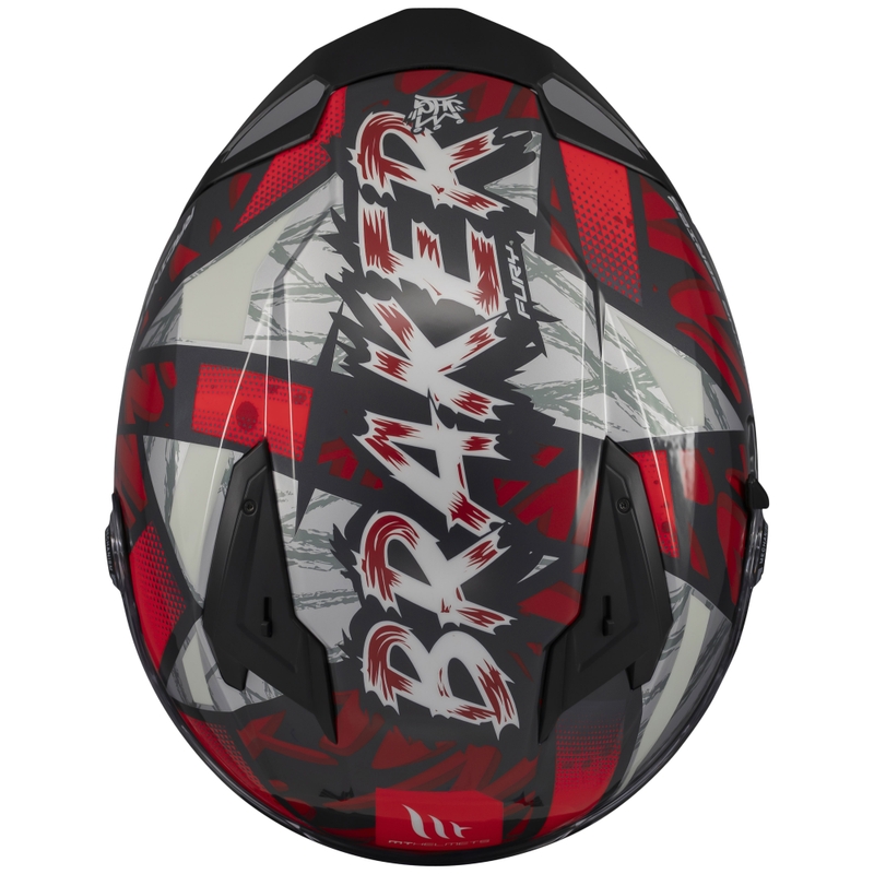 MT Braker SV Fury integreeritud mootorratta kiiver must-hall-punane