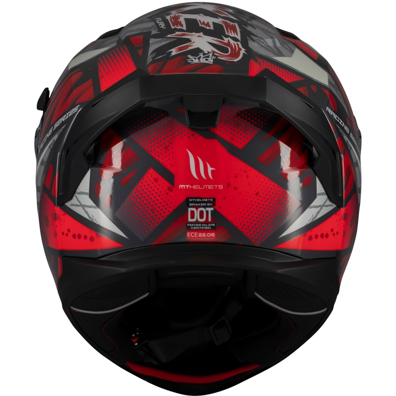 MT Braker SV Fury integreeritud mootorratta kiiver must-hall-punane