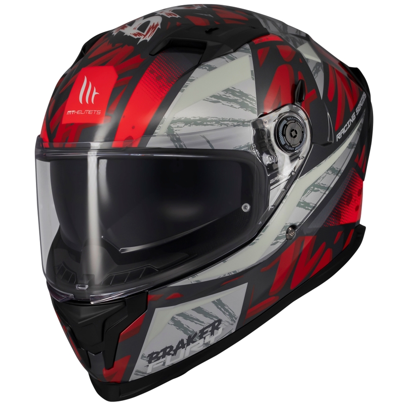 MT Braker SV Fury integreeritud mootorratta kiiver must-hall-punane