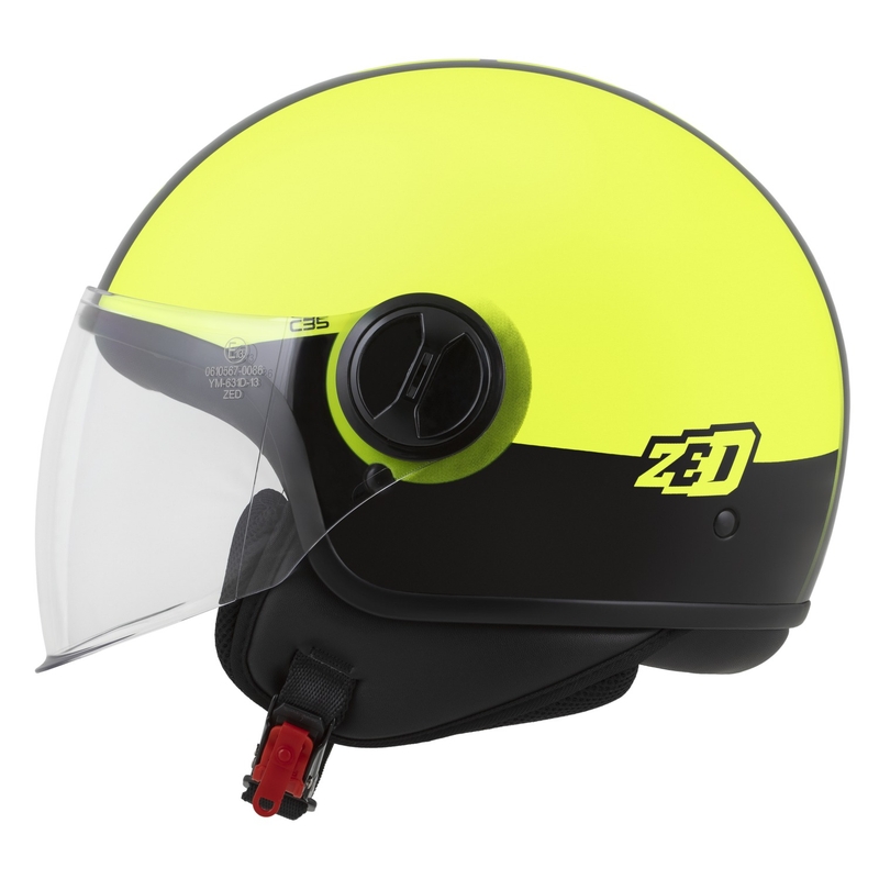 Avatud mootorratta kiiver ZED C35 fluo kollane-must