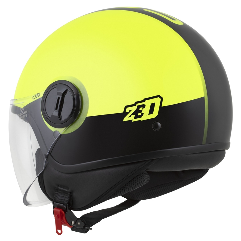 Avatud mootorratta kiiver ZED C35 fluo kollane-must